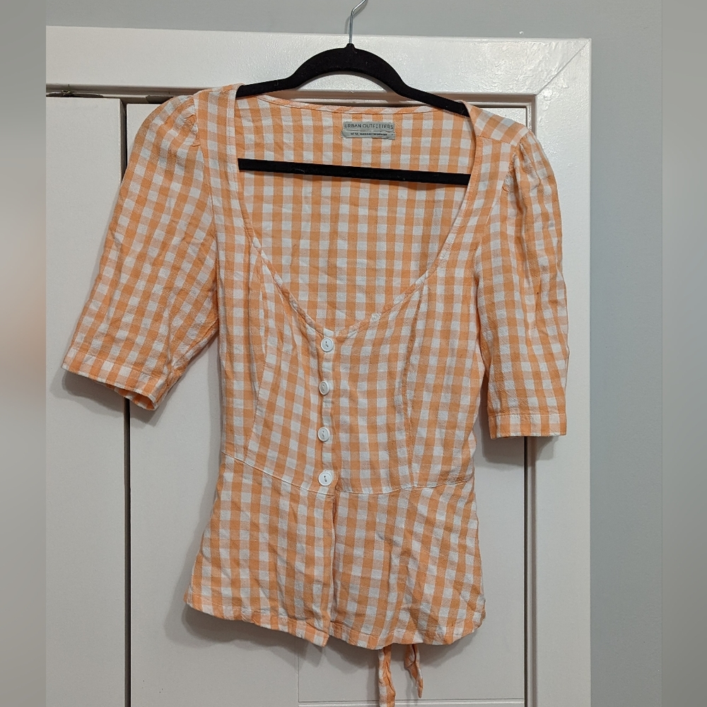 urban outfitters plaid top with tie detail in the back